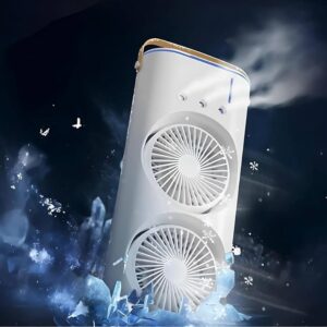 Rechargeable Double Light Mist Fan (Portable Cooling Fan with Spray)