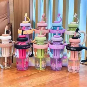1300ml Ice Cream Bottle – Portable Cute Milkshake & Smoothie Drinking Bottle