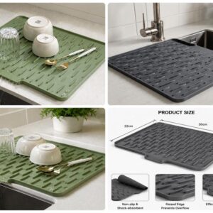 Kitchen Sink Drying Mat | Fast Water Absorbent Dish Drying Pad