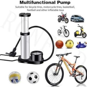 High Pressure Foot Air Pump with Gauge Heavy-Duty Foot Bike Pump for Bicycle Ball Scooter Car Inflatable Toys Mini Pump